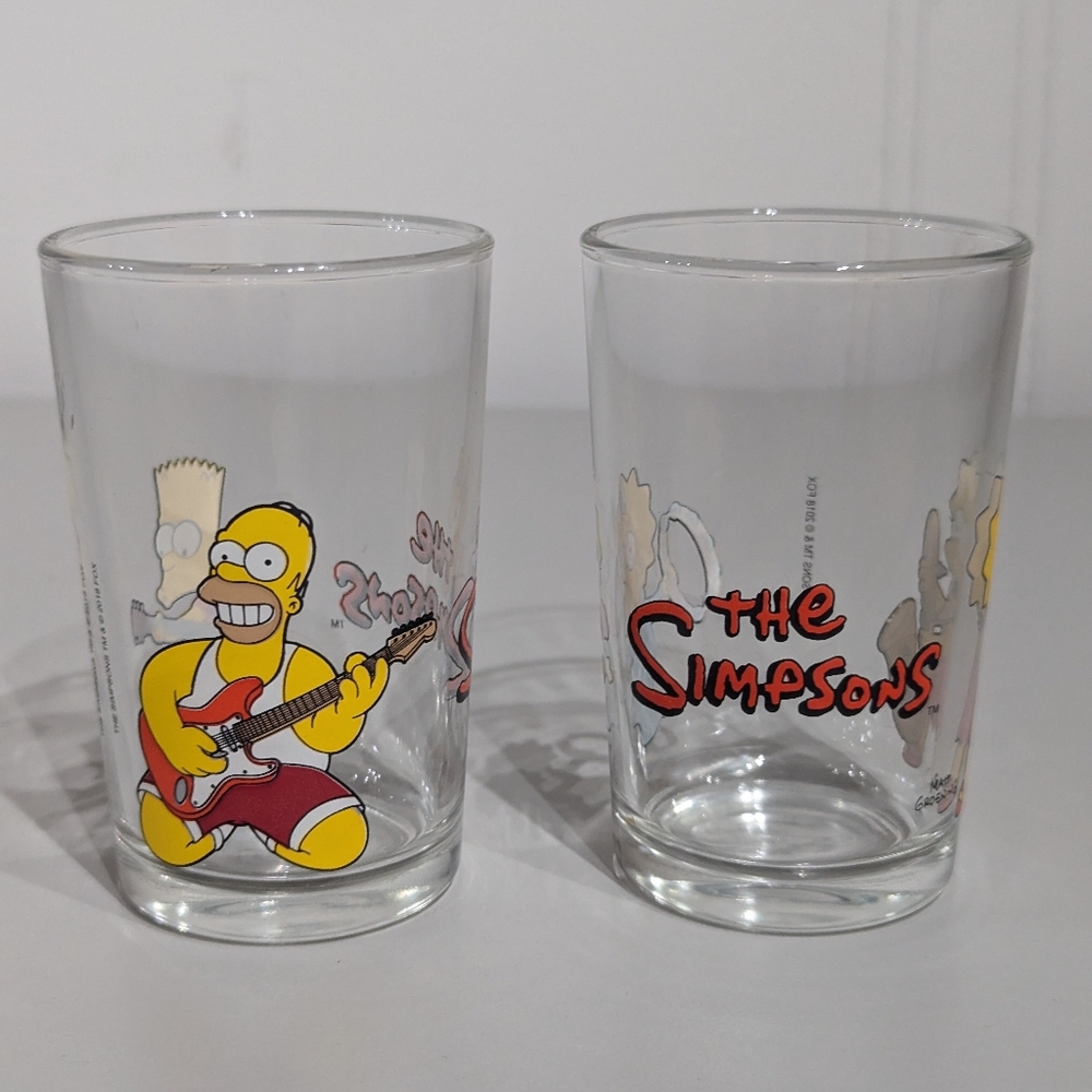 Collectible Simpsons Clear Juice Glasses - set of 2